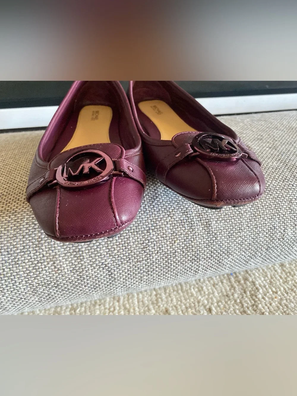 Michael Kors Fulton Ballet Flats – Burgundy Saffiano Leather Sz 10 M